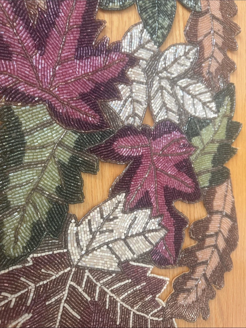 Beaded Autumn Table Runner- 36inches long, 13 inches wide.